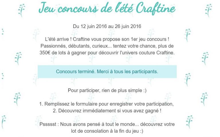 Jeu concours de l’été Craftine